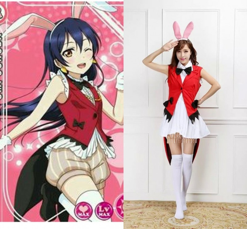 Love Live cos兔子裝園田海未cos兔女郎打歌服女僕裝cosplay服裝工廠,批發,進口,代購