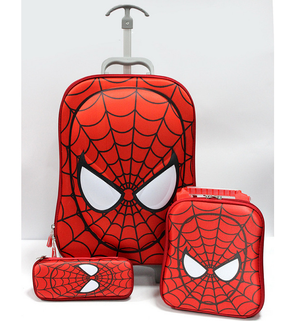 蜘蛛俠拉桿書包3件套 男童3D紅色蜘蛛俠爬樓梯16寸旅行箱工廠,批發,進口,代購