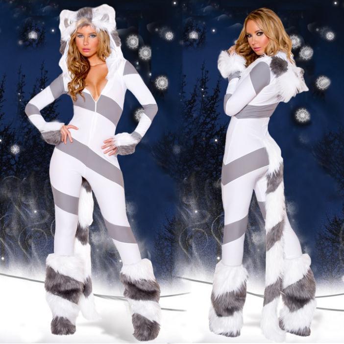 2015年新款萬聖節聖誕節服裝豪華白色灰條紋熊服裝製服誘惑工廠,批發,進口,代購
