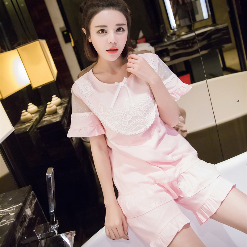 2016年夏季新款梭織純棉公主睡衣女宮廷式短袖薄款套裝工廠,批發,進口,代購