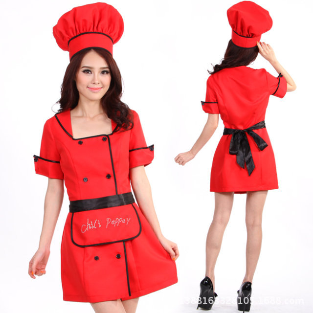 紅色女廚師服角色扮演可愛小廚娘女僕裝女傭服出口遊戲製服批發・進口・工廠・代買・代購
