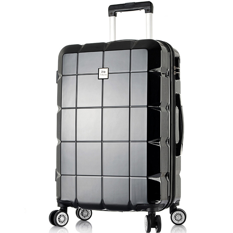 廠傢直銷 ABS+PC鏡麵格子萬向輪拉桿箱24寸高端旅行箱行李箱包批發・進口・工廠・代買・代購