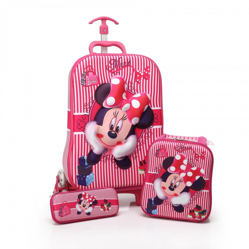 3d立體兒童拉桿箱 迪斯尼米妮三件套旅行箱 Disney miney拉桿書包工廠,批發,進口,代購