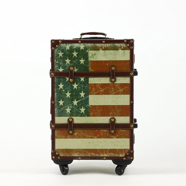 法國復古男女通用萬向輪行李箱 五角星條紋拉桿箱登機旅行箱批發工廠,批發,進口,代購