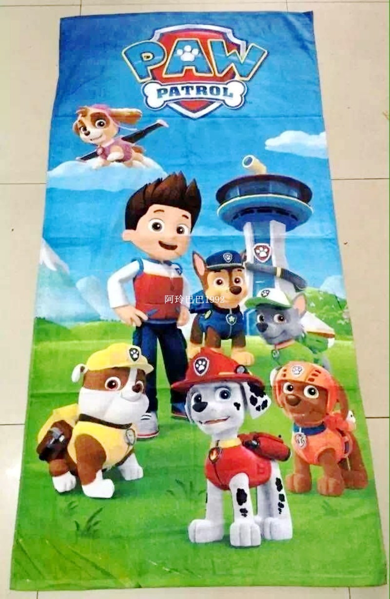 72*146cm出口外貿原單 狗狗巡邏隊paw patrol 純棉浴巾沙灘巾工廠,批發,進口,代購