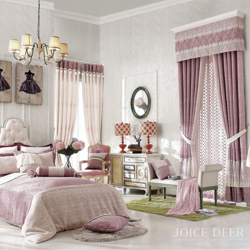 現代客廳高檔臥室溫馨歐式窗簾定製 遮光淡紫色公主房窗簾 沈陽工廠,批發,進口,代購