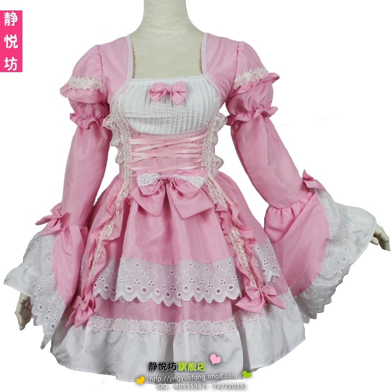 粉色公主裙cosplay lolita洋裝宮廷風蕾絲小禮服長袖連衣裙女僕裝工廠,批發,進口,代購