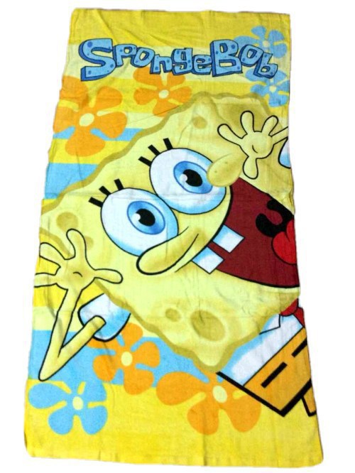 60*120CM   海綿寶寶做鬼臉浴巾 Spongebob兒童沙灘巾 外貿純棉工廠,批發,進口,代購