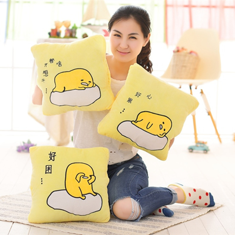 日本新款蛋黃哥懶蛋蛋雞蛋君卡通可愛抱枕暖手捂空調毯三合一工廠,批發,進口,代購