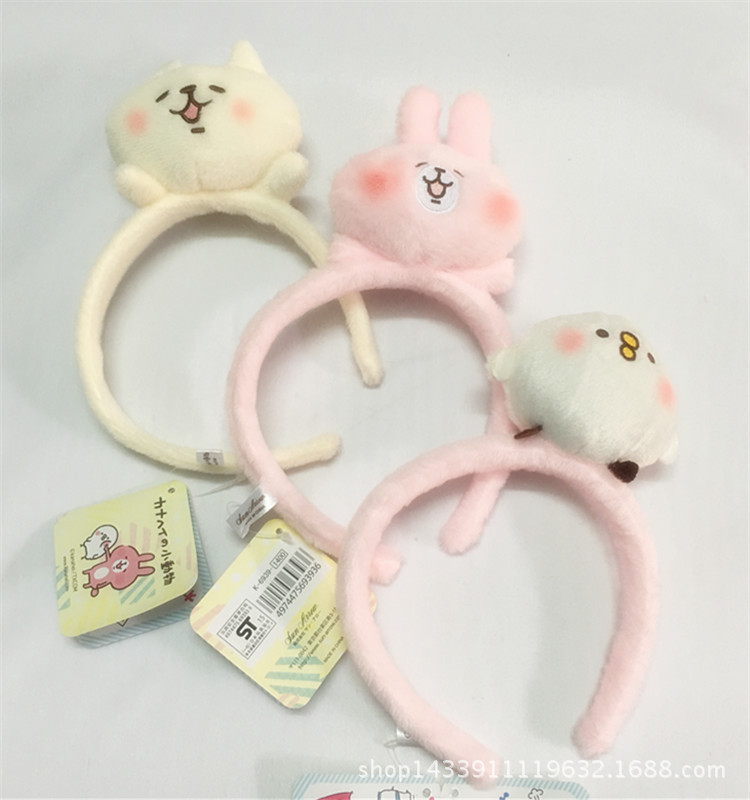 日本Kanahei卡娜赫拉的小動物粉兔 貓星人毛絨公仔頭箍 發箍 發飾工廠,批發,進口,代購