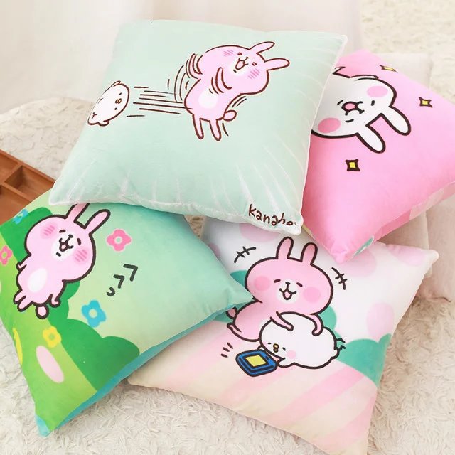日本kanahei卡娜赫拉的小動物毛絨玩具靠墊卡通粉兔子小雞抱枕工廠,批發,進口,代購
