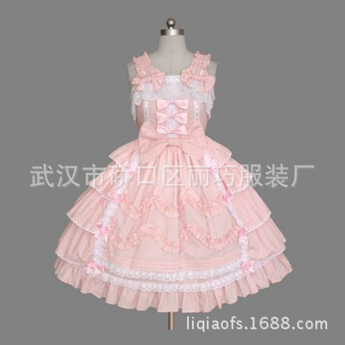 小清新學院風Lolita吊帶連身裙 宮廷洋裝 棉料 禮服定製工廠,批發,進口,代購