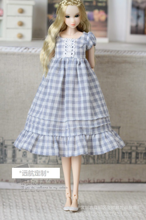 【YH028】Barbie娃娃衣服/FR娃娃洋裝/純棉格子裙裝定做批發・進口・工廠・代買・代購