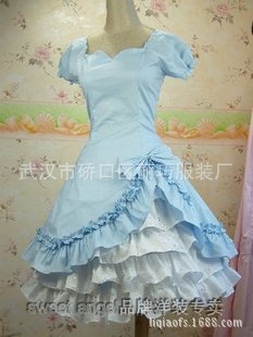 小清新學院風Lolita短袖連身裙 宮廷洋裝 棉料 禮服定製工廠,批發,進口,代購