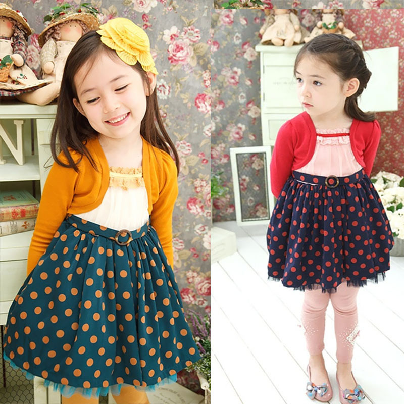 韓版女童假兩件長袖洋裝公主裙連衣裙工廠,批發,進口,代購