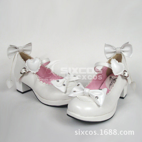 X0254 白色內紅中跟洛麗塔女單鞋 蘿莉洋裝鞋 公主鞋 COS女鞋工廠,批發,進口,代購
