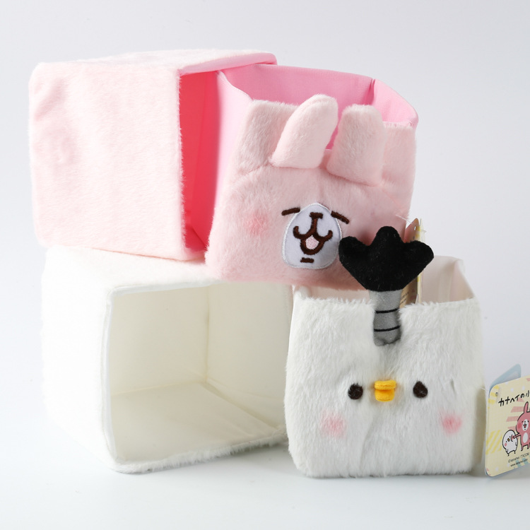 日本人氣kanahei卡娜赫拉的小動物粉兔 毛絨桌麵收納盒迷你飾品盒工廠,批發,進口,代購
