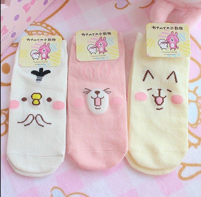 KANAHEI 卡娜赫拉的小動物粉兔 小雞貓 棉襪 船襪 卡通短襪工廠,批發,進口,代購