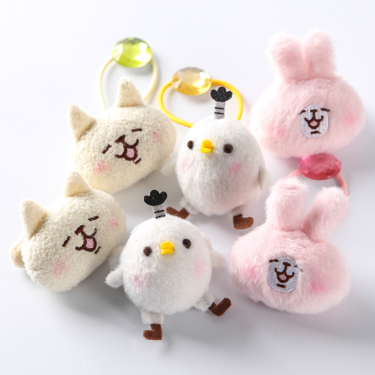 日本人氣kanahei 卡娜赫拉的小動物毛絨發繩粉兔小雞發圈發帶發夾工廠,批發,進口,代購