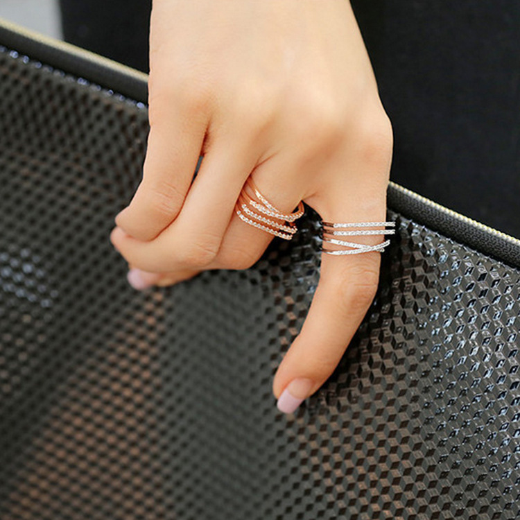 韓劇美女的誕生韓藝瑟同款手飾韓國時尚多層鋯石鑲鉆戒指食指指環工廠,批發,進口,代購