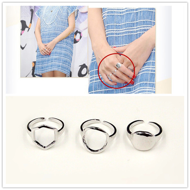 韓劇s925純銀開口戒指幾何三件套戒指關節戒指沒關系是愛情啊同款工廠,批發,進口,代購
