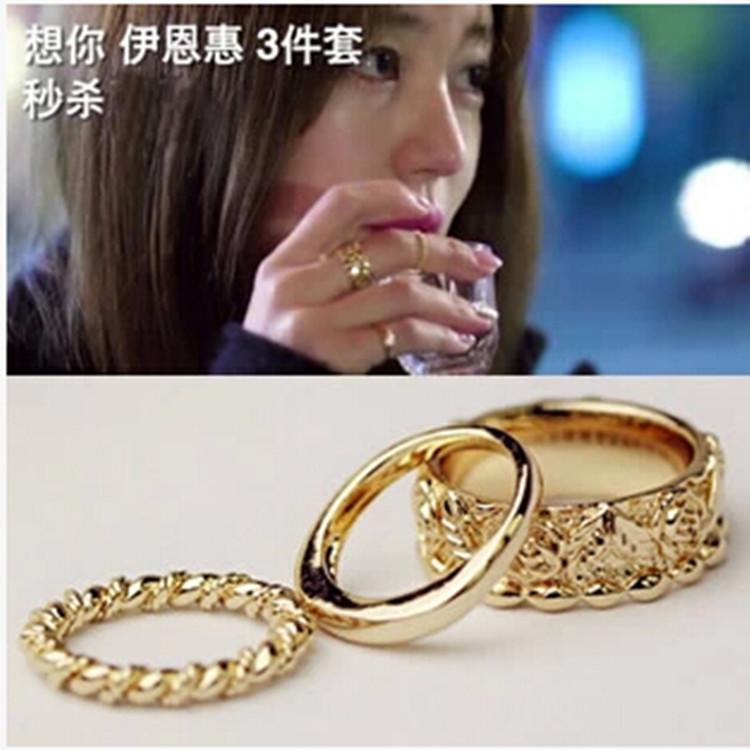 R011 3件套 韓劇想你同款戒指 玫瑰花浮雕戒指 韓國飾品戒指韓版工廠,批發,進口,代購