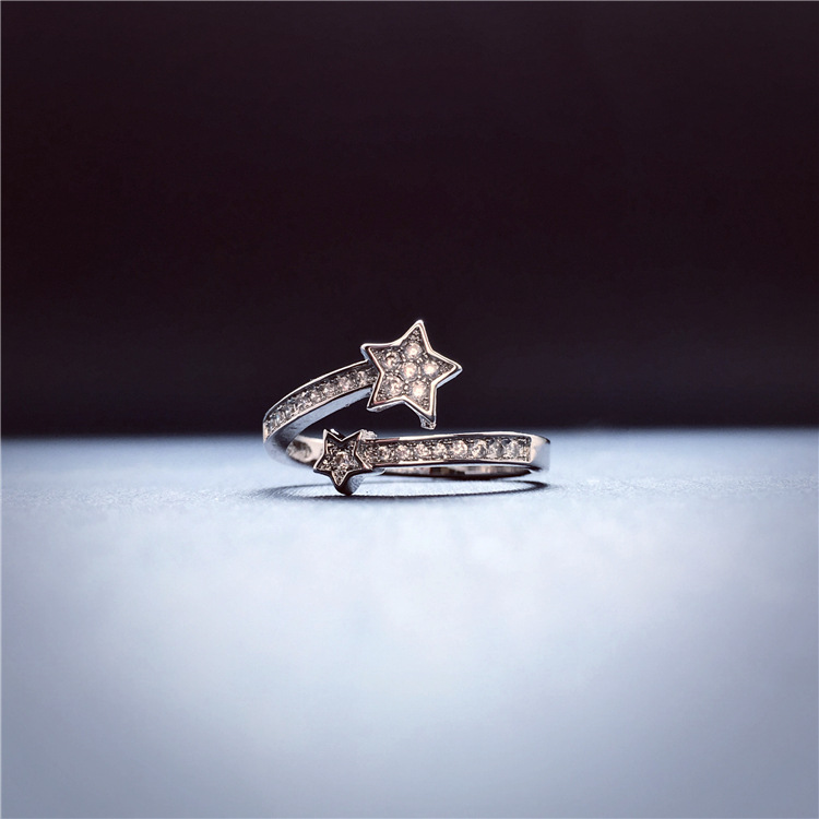 韓國時尚手飾 韓劇女明星同款星星戒指 微鑲鋯石戒子 小額混工廠,批發,進口,代購