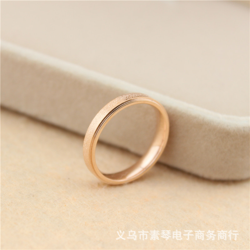 韓劇想你尹恩惠同款玫瑰金鈦鋼磨砂情侶戒指指環 窄版一件代發工廠,批發,進口,代購
