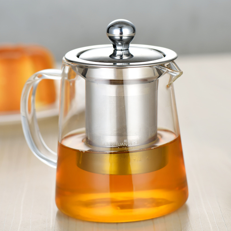 耐熱玻璃花茶壺 不銹鋼內膽茶壺 茶具 直身茶壺工廠,批發,進口,代購