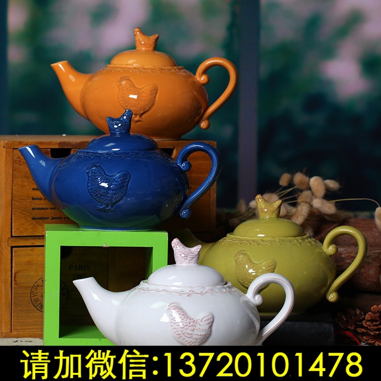 外貿尾單 批發 美式田園鄉村浮雕小雞創意茶具 咖啡花草茶壺c115工廠,批發,進口,代購