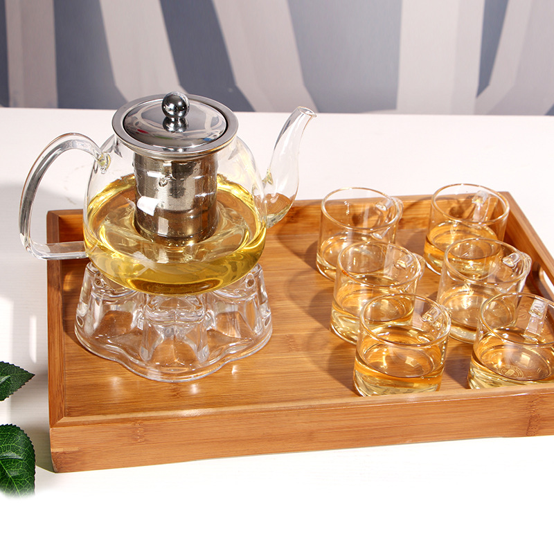 商務禮品玻璃功夫茶具套裝禮盒創意茶具特色花草耐熱手工茶具茶碗工廠,批發,進口,代購