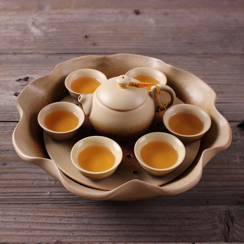 古陶荷葉茶盤 陶瓷茶盤茶具套裝仿古粗陶工廠,批發,進口,代購