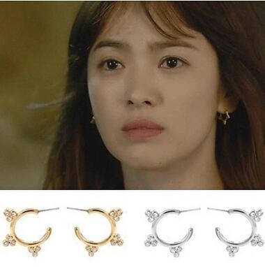 E626 韓劇明星半圈3顆鉆太陽的慧喬耳釘耳飾女韓國後裔同款耳環批發・進口・工廠・代買・代購