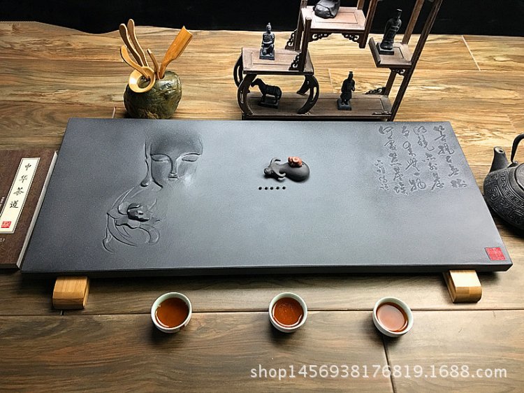 建興立體浮雕禪悟烏金石茶盤黑玉石功夫茶具茶臺茶海廠傢批發工廠,批發,進口,代購