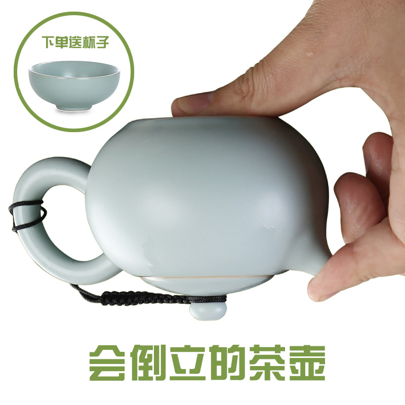 陶瓷汝窯茶具小茶壺包郵正品開片汝瓷功夫茶具紅茶泡茶壺西施單壺批發・進口・工廠・代買・代購