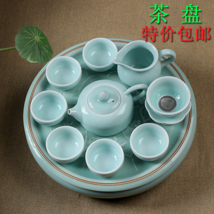 特價包郵 正宗龍泉青瓷儲水茶盤 功夫茶具 陶瓷紫砂 雙層茶盤工廠,批發,進口,代購