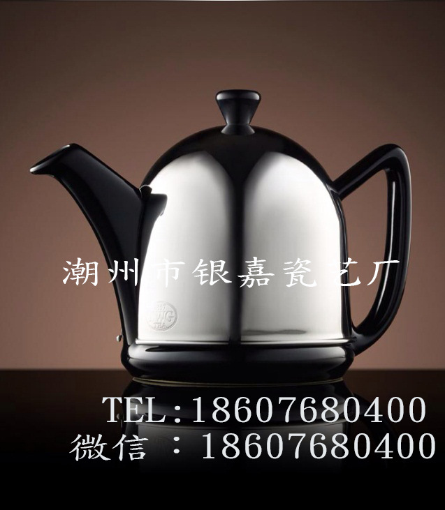 新加坡茶壺茶壺白瓷身白鋼西式茶壺茶具不銹鋼保溫罩配茶漏批發・進口・工廠・代買・代購