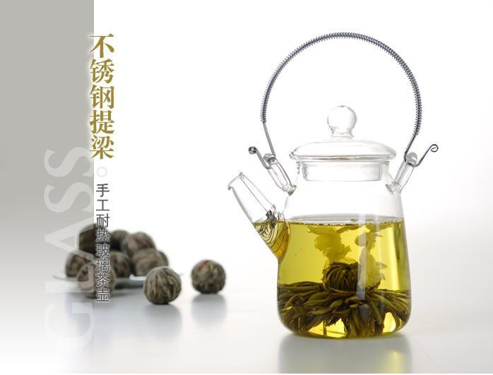 廠傢直銷耐熱玻璃花茶壺不銹鋼提梁壺功夫過濾泡茶壺耐高溫茶具工廠,批發,進口,代購