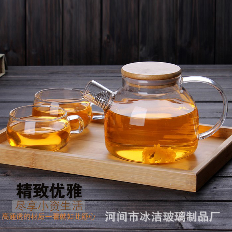 熱賣加厚款防爆 冷水涼水壺茶具 1L花草水果茶壺 竹蓋壺彈簧過濾工廠,批發,進口,代購