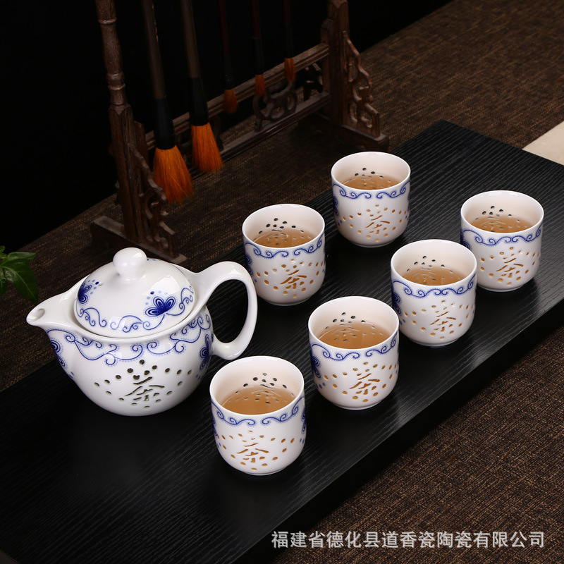 茶具套裝茶壺茶杯陶瓷功夫茶具禮品特價玲瓏杯批發・進口・工廠・代買・代購