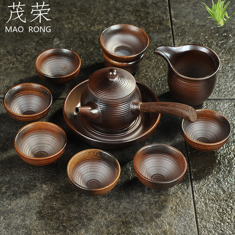 正品柴燒復古功夫茶具套裝 整套日式粗陶茶具茶海茶杯禮盒裝特價工廠,批發,進口,代購