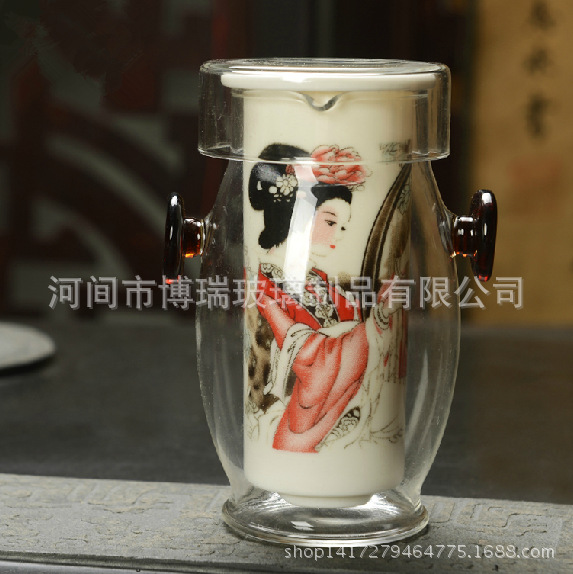 玉白瓷紅茶器 陶瓷內膽 高硼矽玻璃壺 紅茶壺 分茶器工廠,批發,進口,代購