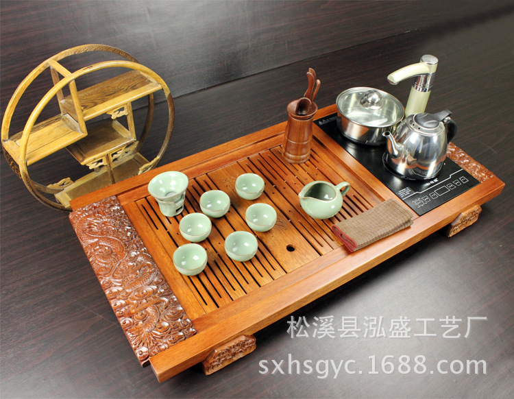 松溪泓盛廠傢直銷 花梨茶具 實木四合一茶盤 祥龍特價批發 包郵批發・進口・工廠・代買・代購