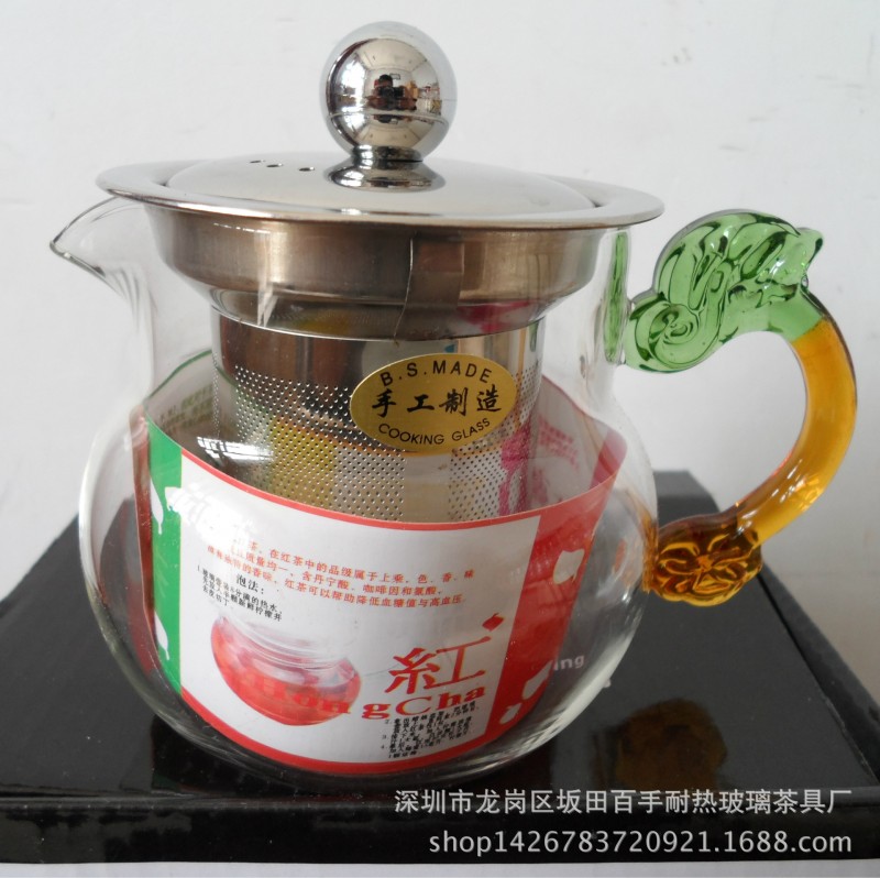 廠傢批發定製耐熱玻璃茶具透明玻璃茶壺龍把大肚鋼膽花茶杯玻璃壺工廠,批發,進口,代購