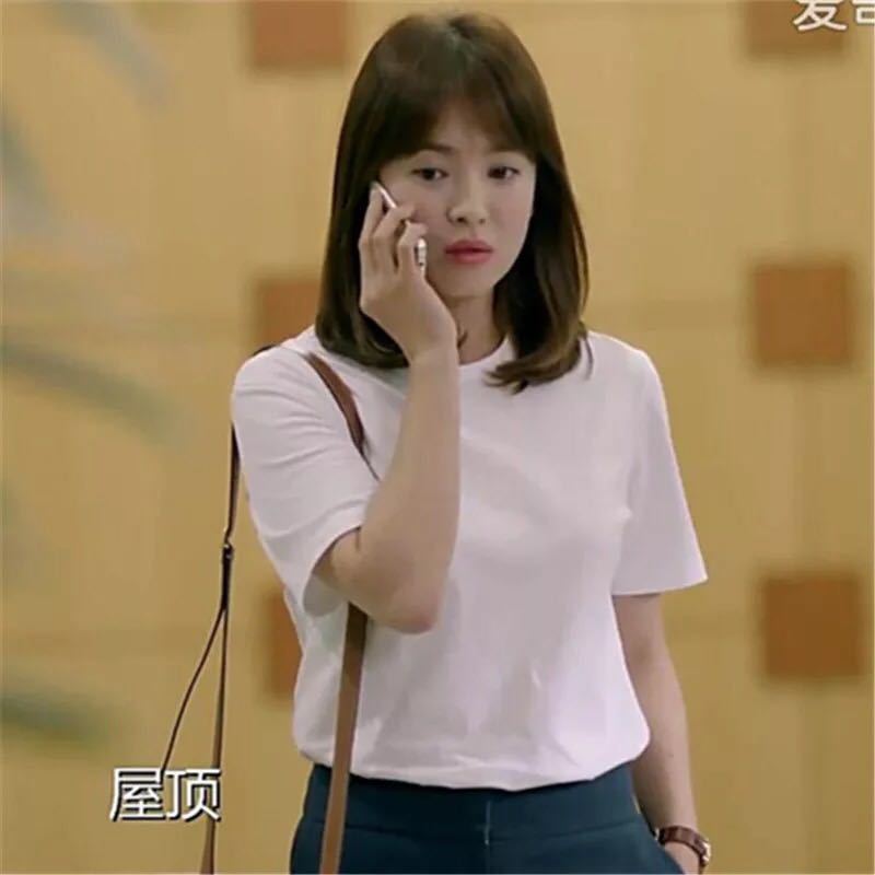 2016女裝韓劇明星同款純棉白色寬松上衣女短袖T恤打底工廠,批發,進口,代購