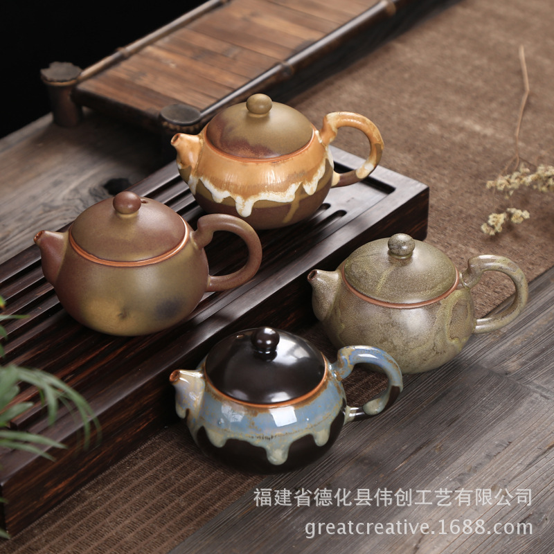 鈞窯窯變西施壺，仿古紫砂流釉 精陶泡茶壺 高檔禮品茶具之茶壺工廠,批發,進口,代購