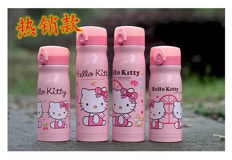 創意禮品KT貓頭保溫杯 Hello Kitty兒童女生水杯 可愛彈跳蓋杯子工廠,批發,進口,代購