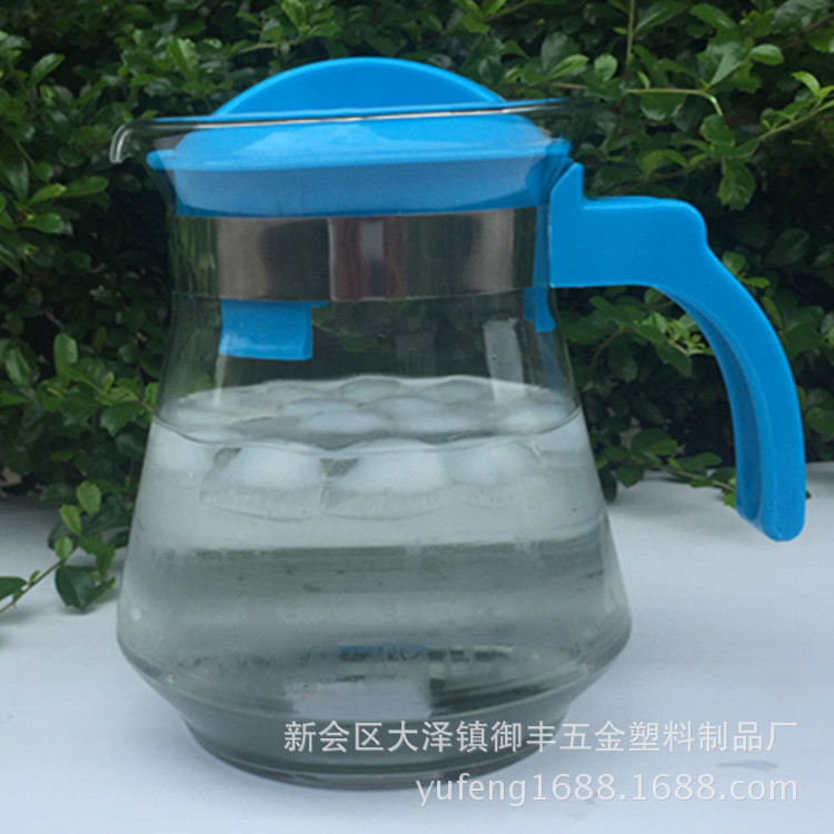 廠傢批發傢用加厚玻璃涼水壺大容量冷水壺果汁壺藍色款1.5L批發・進口・工廠・代買・代購