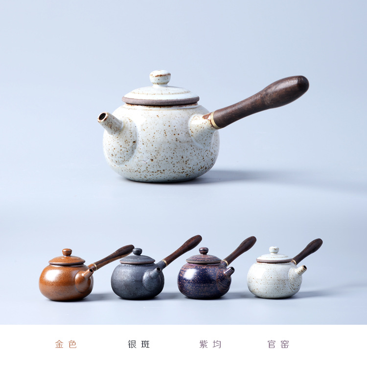 粗陶木柄大號茶壺 圓滿壺 創意窯變茶壺 功夫茶具套裝側把泡茶壺工廠,批發,進口,代購