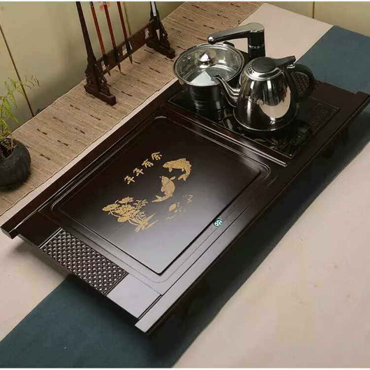 茶具套裝特價紫砂功夫茶具汝窯冰裂整套四合一電磁爐祥龍實木茶盤工廠,批發,進口,代購